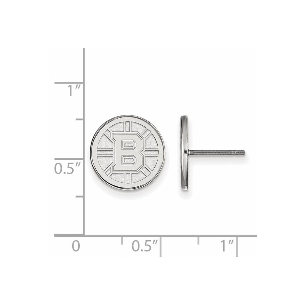 Sterling Silver Rhodium Plated Nhl Logoart Boston Bruins Small Post Earrings