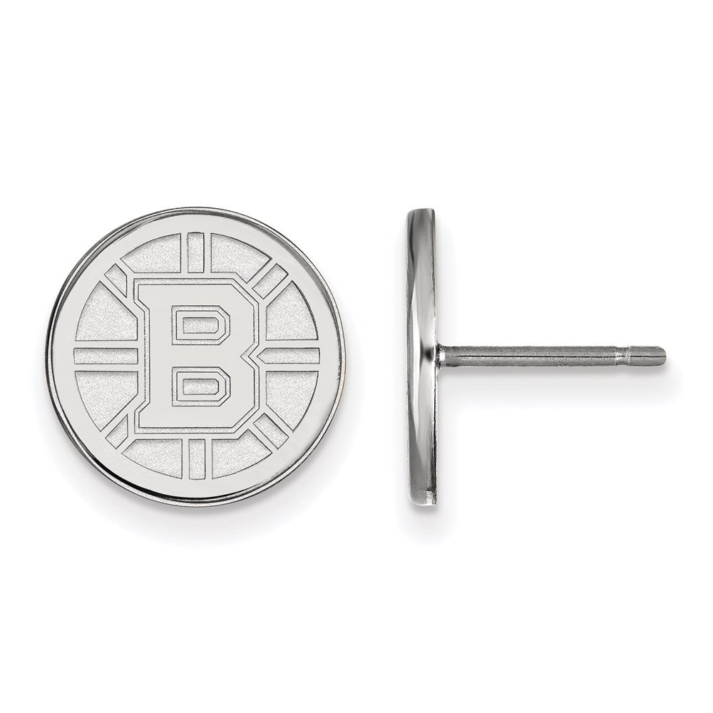14K White Gold Nhl Logoart Boston Bruins Small Post Earrings