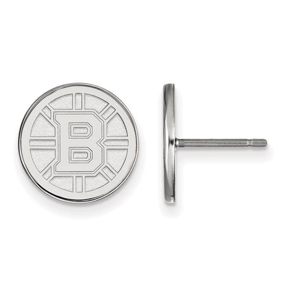 14K White Gold Nhl Logoart Boston Bruins Small Post Earrings