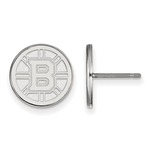 14K White Gold Nhl Logoart Boston Bruins Small Post Earrings
