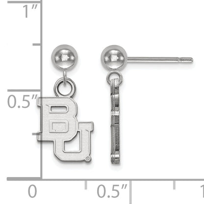 Sterling Silver Rhodium Plated Logoart Baylor University Bears Dangle Ball Post Earrings