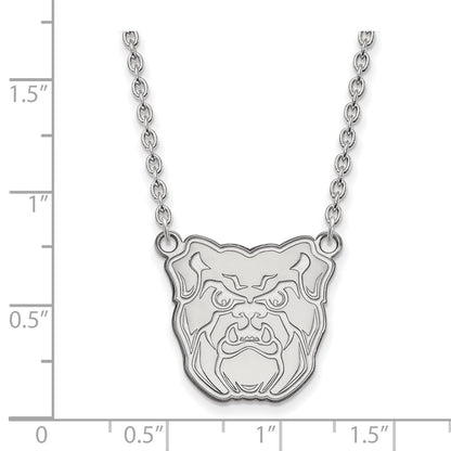 Sterling Silver Rhodium Plated Logoart Butler University Bulldog Large Pendant 18 Inch Necklace