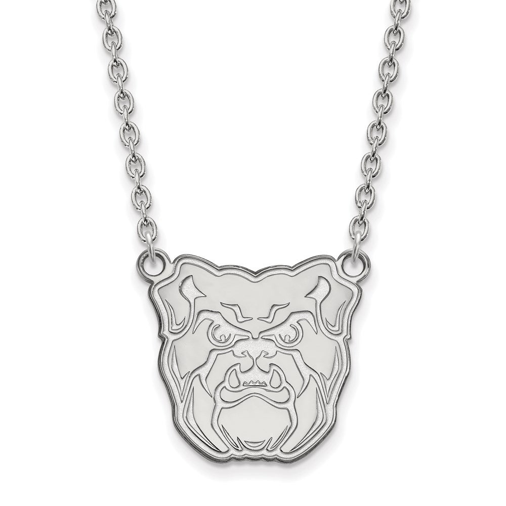 Sterling Silver Rhodium Plated Logoart Butler University Bulldog Large Pendant 18 Inch Necklace