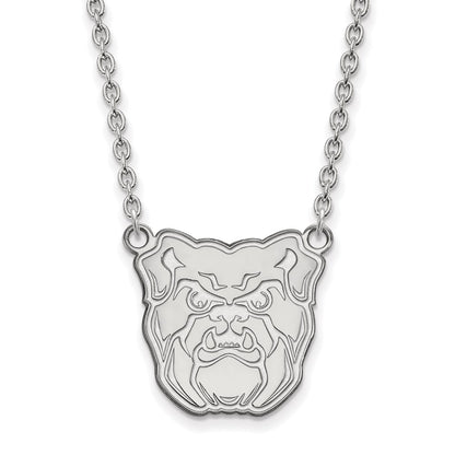 Sterling Silver Rhodium Plated Logoart Butler University Bulldog Large Pendant 18 Inch Necklace