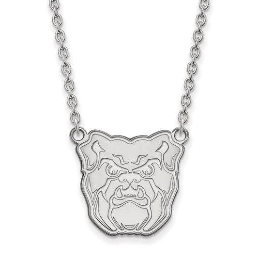 Sterling Silver Rhodium Plated Logoart Butler University Bulldog Large Pendant 18 Inch Necklace
