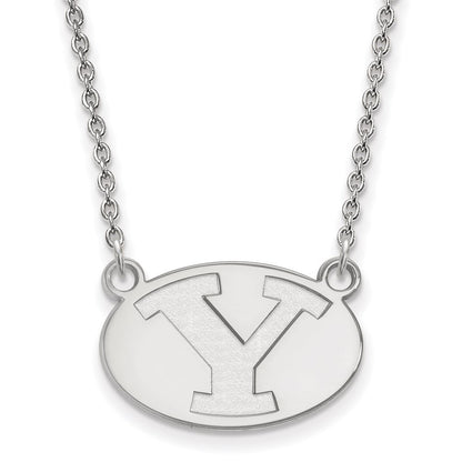 14K White Gold Logoart Brigham Young University Letter Y Small Pendant 18 Inch Necklace
