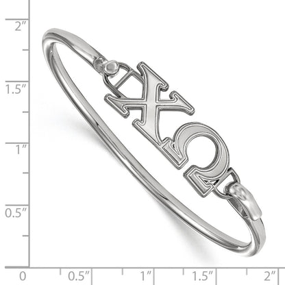 Sterling Silver Rh Plated Logoart Chi Omega Hook And Clasp Bangle