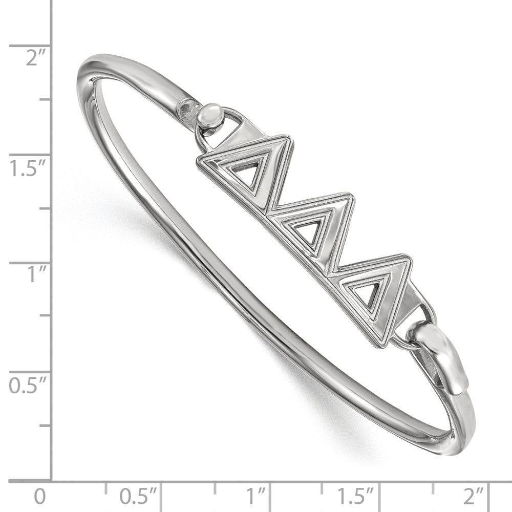 Sterling Silver S. Rh P Logoart Delta Small Hook And Clasp Bangle