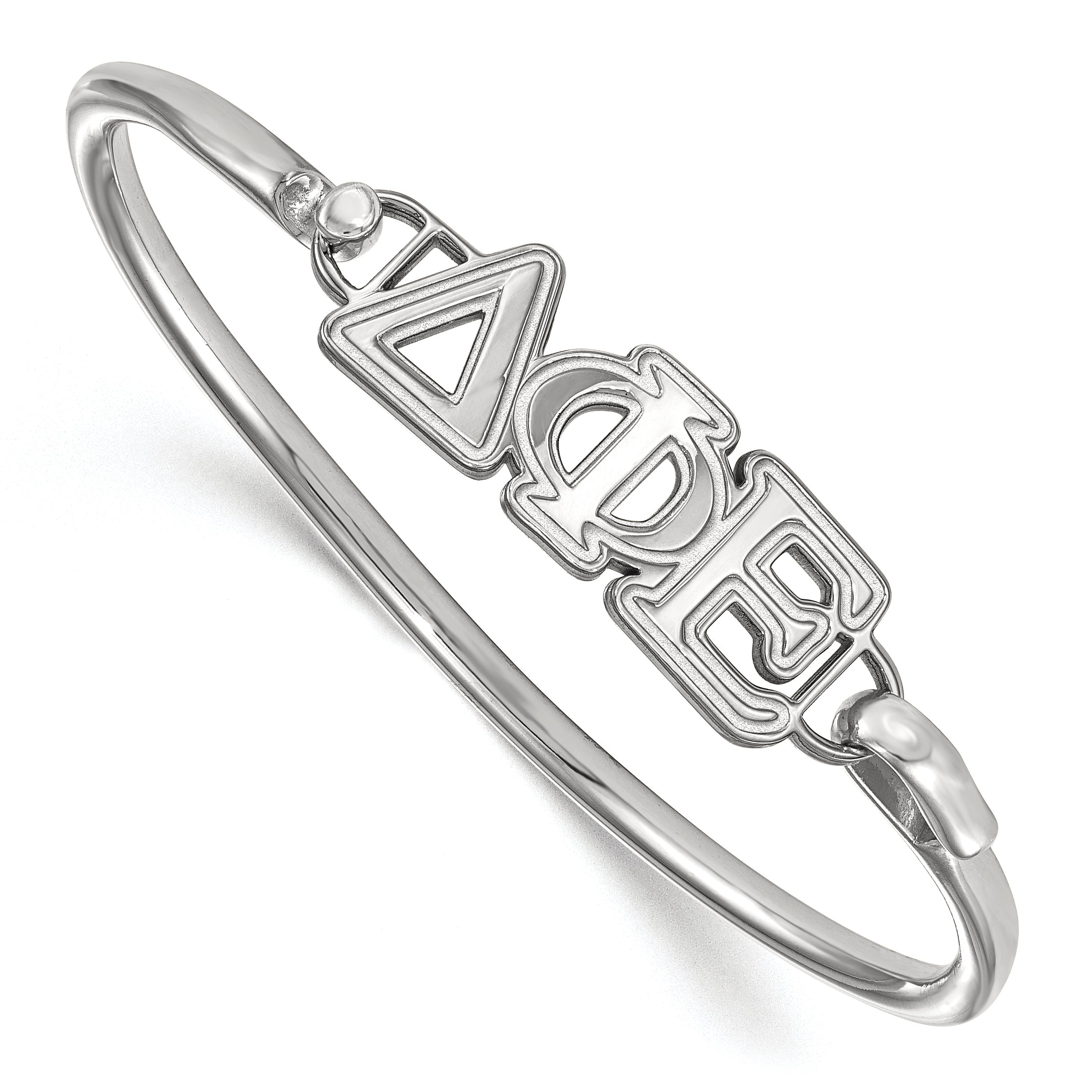 Sterling Silver S. Rh P Logoart Delta Phi Epsilon Large Hook And Clasp Bangle