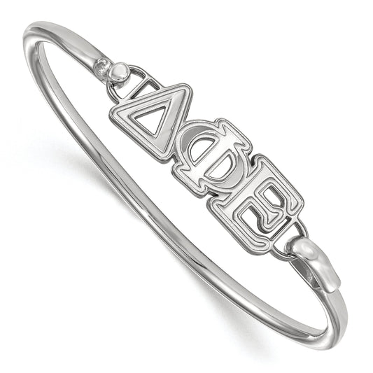 Sterling Silver S. Rh P Logoart Delta Phi Epsilon Large Hook And Clasp Bangle