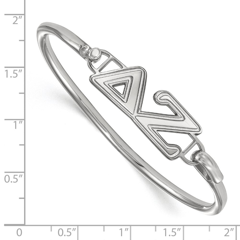 Sterling Silver Rh Plated Logoart Delta Zeta Small Hook And Clasp Bangle