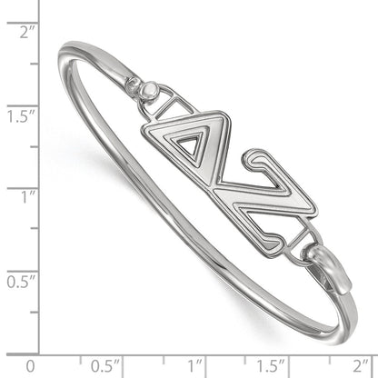 Sterling Silver Rh Plated Logoart Delta Zeta Small Hook And Clasp Bangle