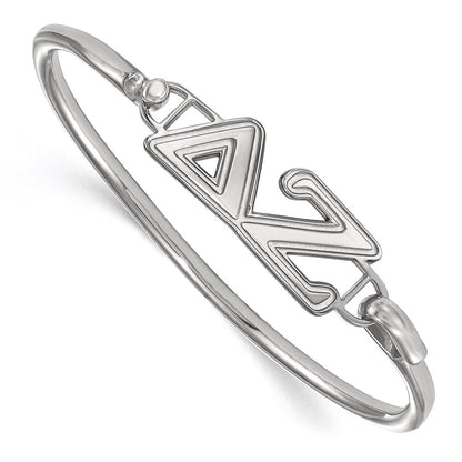 Sterling Silver Rh Plated Logoart Delta Zeta Small Hook And Clasp Bangle