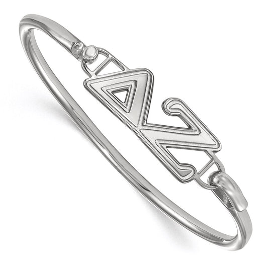 Sterling Silver Rh Plated Logoart Delta Zeta Small Hook And Clasp Bangle
