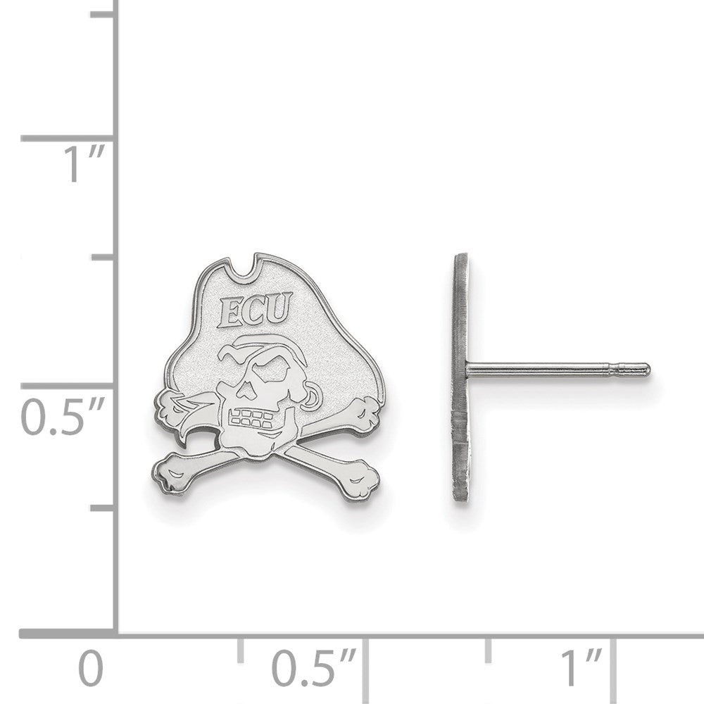 10K White Gold Logoart East Carolina University Pirate Small Post Earrings