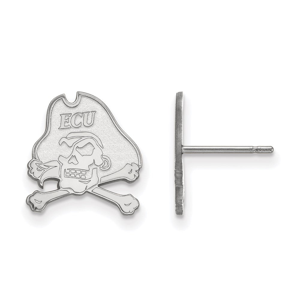 Sterling Silver Rhodium Plated Logoart East Carolina University Pirate Small Post Earrings