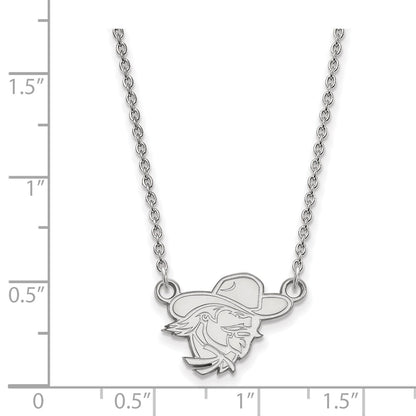 Sterling Silver Rhodium Plated Logoart Eastern Kentucky University E K U Small Pendant 18 Inch Necklace