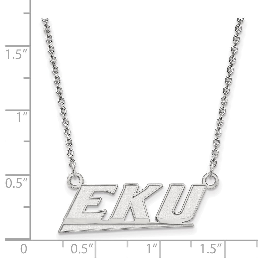14K White Gold Logoart Eastern Kentucky University E K U Small Pendant 18 Inch Necklace