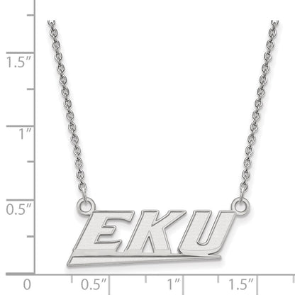 10K White Gold Logoart Eastern Kentucky University E K U Small Pendant 18 Inch Necklace