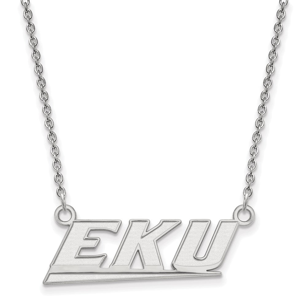 14K White Gold Logoart Eastern Kentucky University E K U Small Pendant 18 Inch Necklace