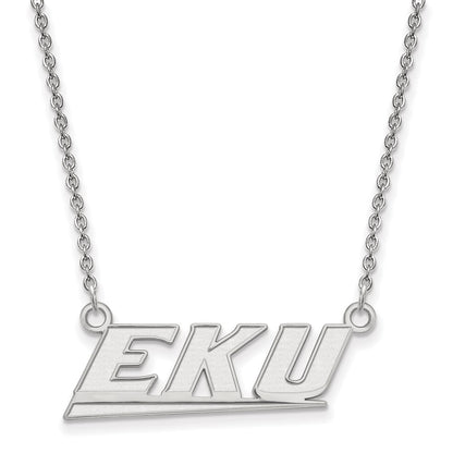 10K White Gold Logoart Eastern Kentucky University E K U Small Pendant 18 Inch Necklace