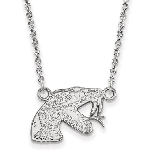 14K White Gold Logoart Florida A And M University Rattler Small Pendant 18 Inch Necklace