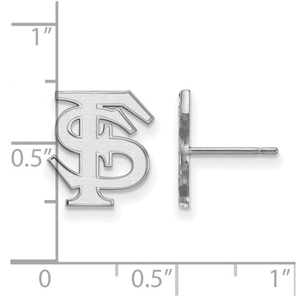 10K White Gold Logoart Florida State University F S Small Post Earrings