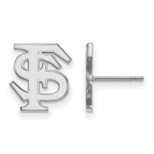 Sterling Silver Rhodium Plated Logoart Florida State University F S Small Post Earrings