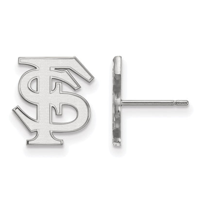 10K White Gold Logoart Florida State University F S Small Post Earrings