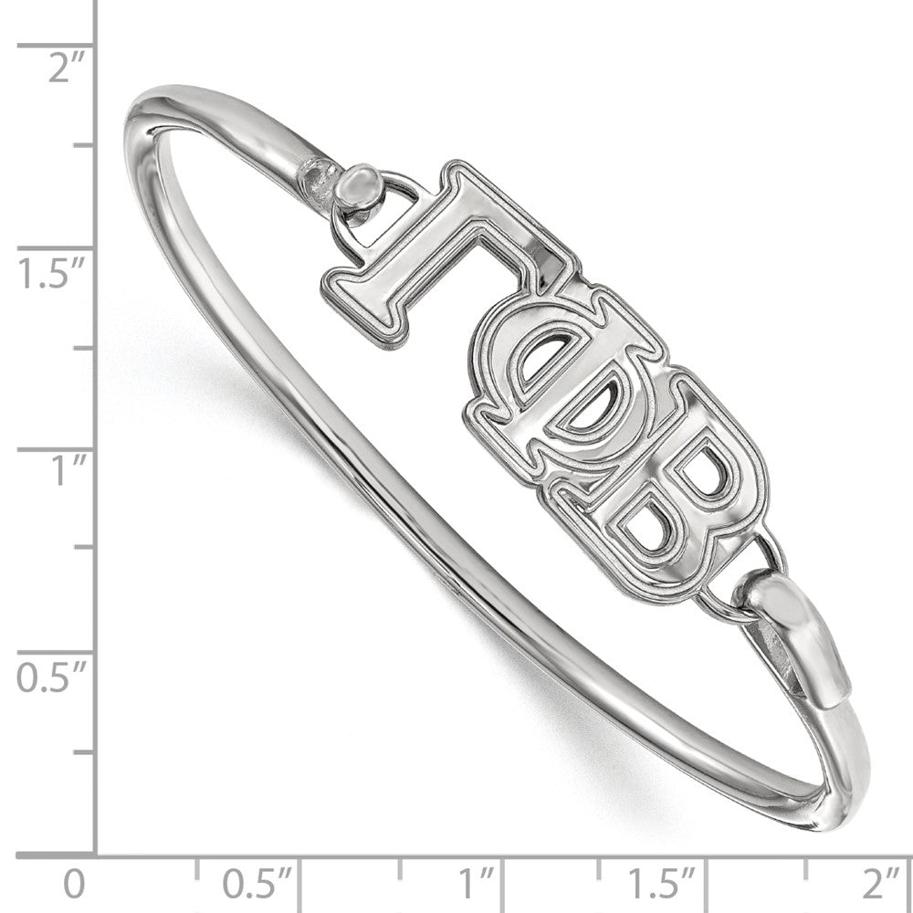 Sterling Silver S. Rh Plated Logoart Gamma Phi Beta Large Hook And Clasp Bangle