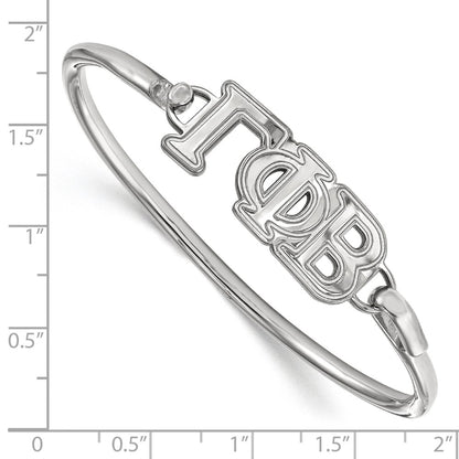 Sterling Silver S. Rh Plated Logoart Gamma Phi Beta Large Hook And Clasp Bangle