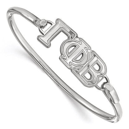 Sterling Silver S. Rh Plated Logoart Gamma Phi Beta Large Hook And Clasp Bangle