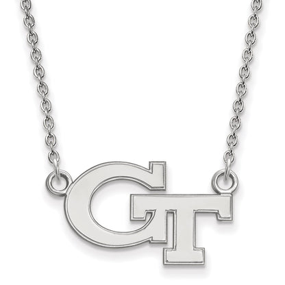 14K White Gold Logoart Georgia Institute Of Technology G T Small Pendant 18 Inch Necklace