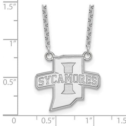 14K White Gold Logoart Indiana State University Sycamores Large Pendant 18 Inch Necklace
