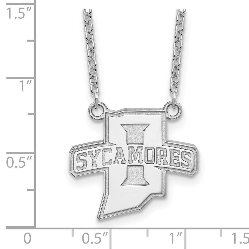 10K White Gold Logoart Indiana State University Sycamores Large Pendant 18 Inch Necklace