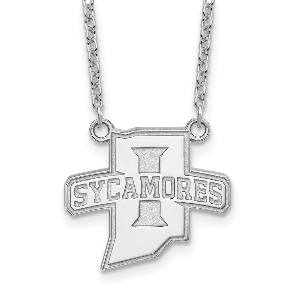 14K White Gold Logoart Indiana State University Sycamores Large Pendant 18 Inch Necklace