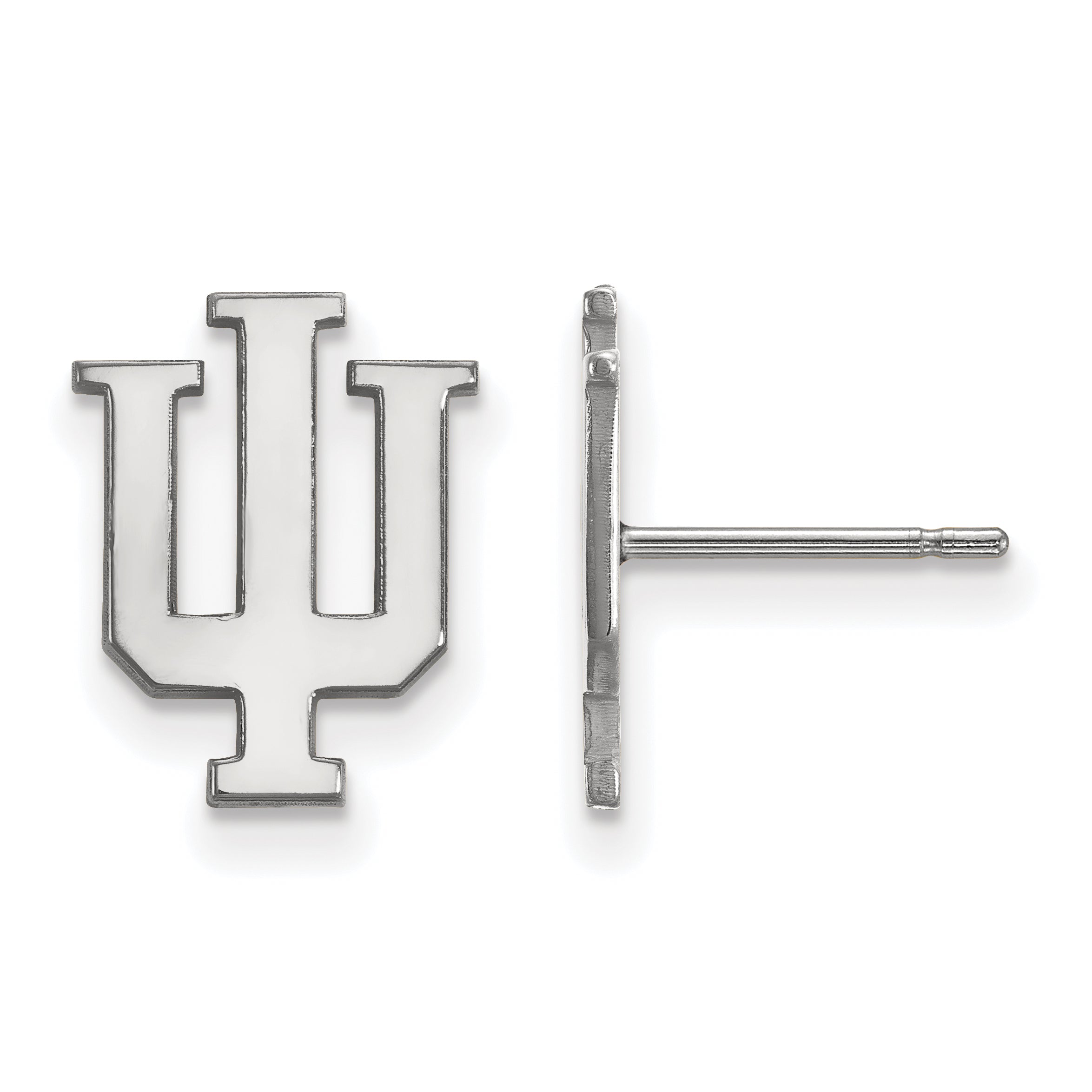 Sterling Silver Rhodium Plated Logoart Indiana University I U Small Post Earrings