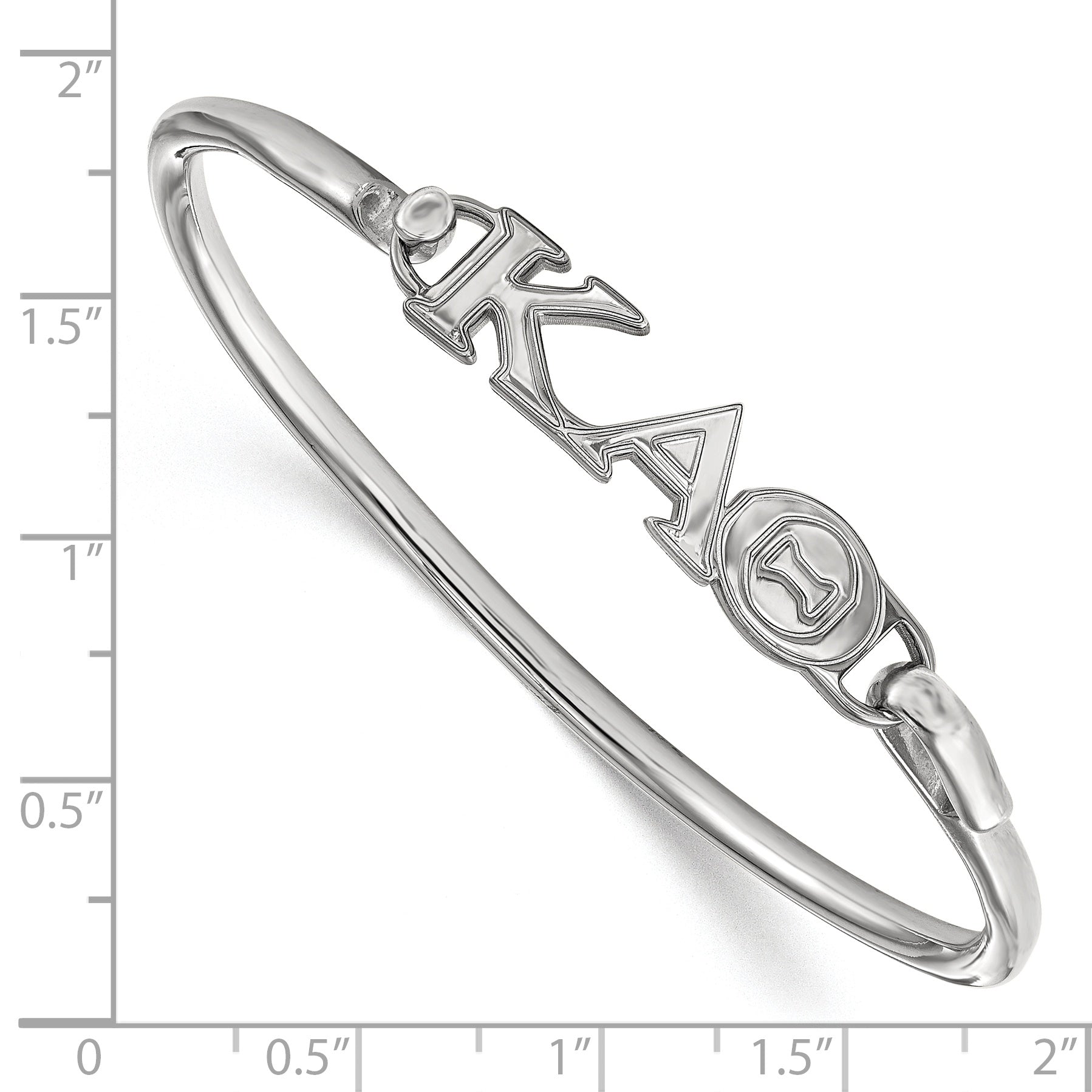 Sterling Silver S. Rh P Logoart Kappa Alpha Theta Small Hook And Clasp Bangle