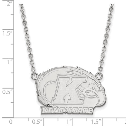 10K White Gold Logoart Kent State University Large Pendant 18 Inch Necklace