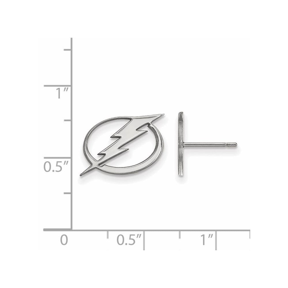 Sterling Silver Rhodium Plated Nhl Logoart Tampa Bay Lightning Small Post Earrings