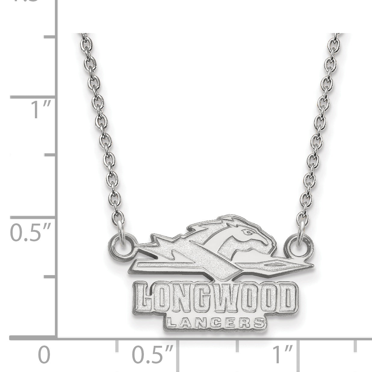 Sterling Silver Rhodium Plated Logoart Longwood University Lancers Small Pendant 18 Inch Necklace