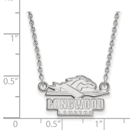 Sterling Silver Rhodium Plated Logoart Longwood University Lancers Small Pendant 18 Inch Necklace