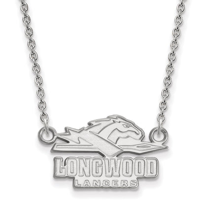 Sterling Silver Rhodium Plated Logoart Longwood University Lancers Small Pendant 18 Inch Necklace