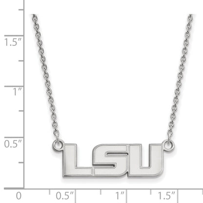 Sterling Silver Rhodium Plated Logoart Louisiana State University L S U Small Pendant 18 Inch Necklace