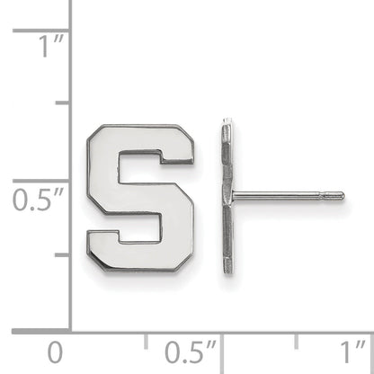 Sterling Silver Rhodium Plated Logoart Michigan State University Letter S Small Post Earrings