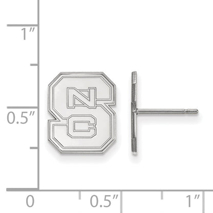 14K White Gold Logoart North Carolina State University N C S Small Post Earrings