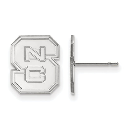 Sterling Silver Rhodium Plated Logoart North Carolina State University N C S Small Post Earrings