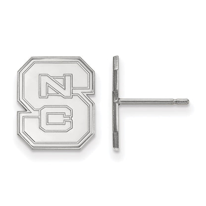 10K White Gold Logoart North Carolina State University N C S Small Post Earrings