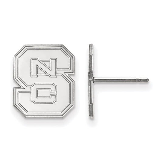 10K White Gold Logoart North Carolina State University N C S Small Post Earrings