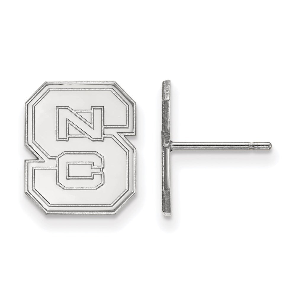 14K White Gold Logoart North Carolina State University N C S Small Post Earrings